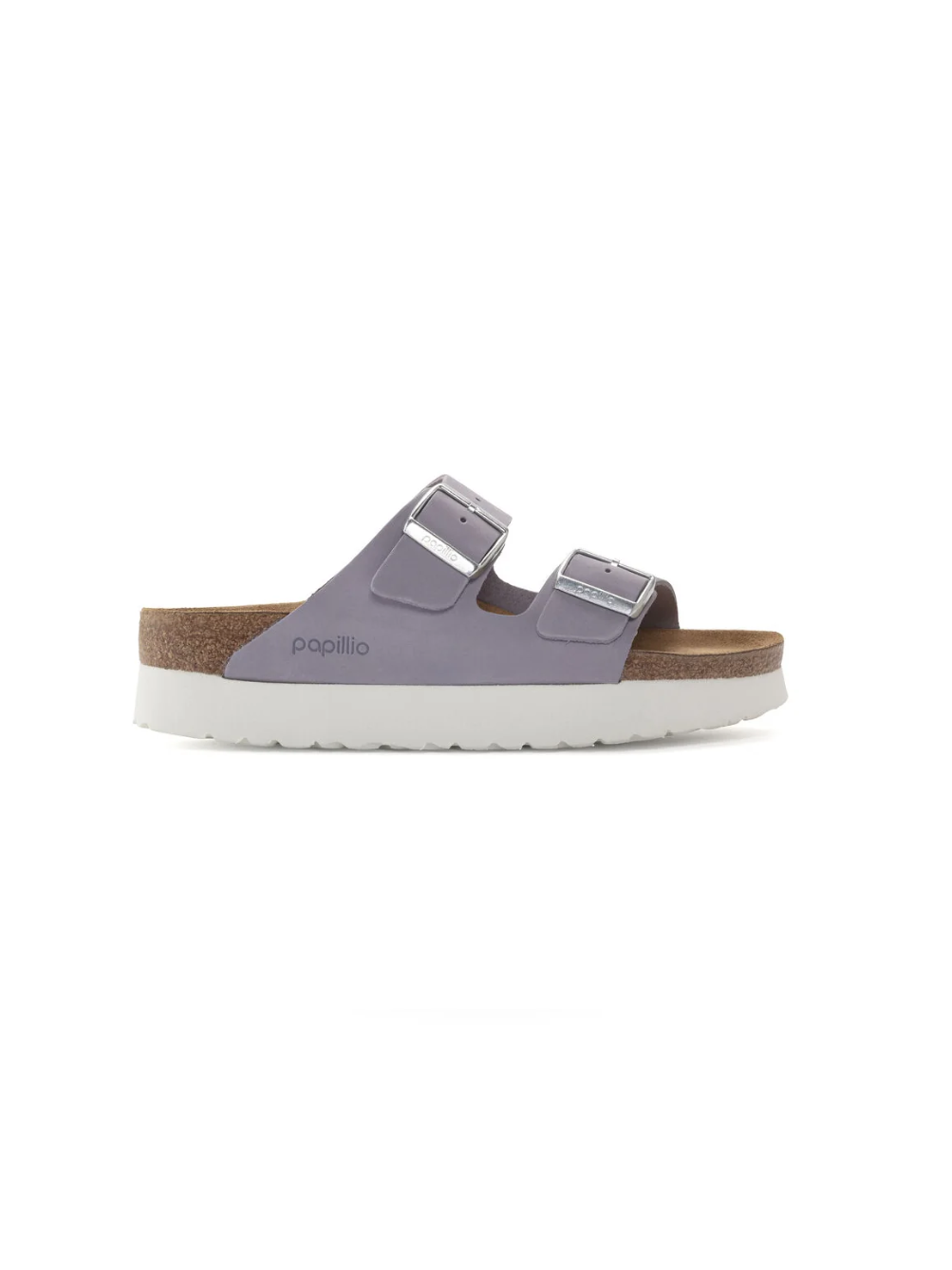 BIRKENSTOCK ARIZONA PLATFORM NUBUCK LEATHER PURPLE FOG