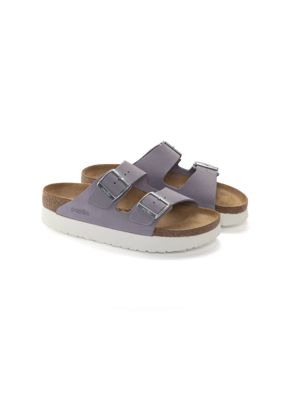 BIRKENSTOCK ARIZONA PLATFORM NUBUCK LEATHER PURPLE FOG