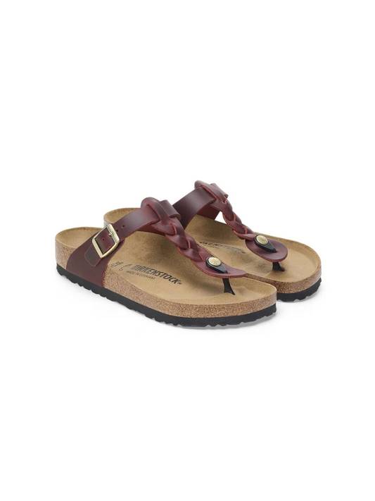 BIRKENSTOCK GIZEH BRAIDED ZINFANDEL OILED LEATHER
