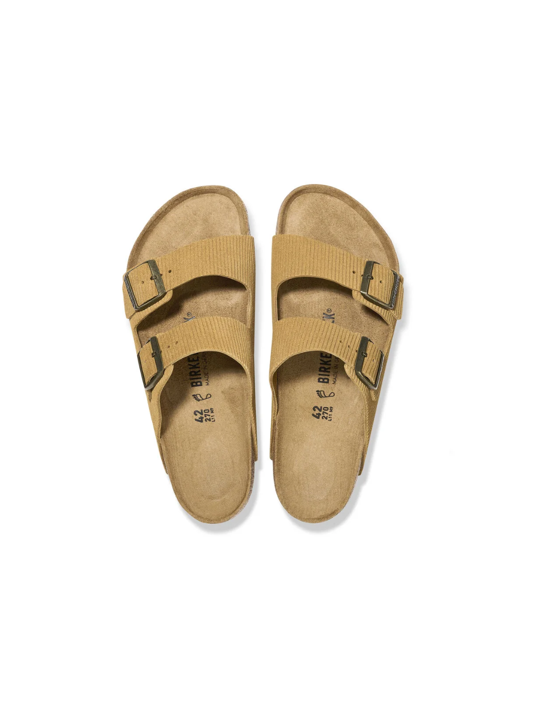 BIRKENSTOCK ARIZONA SUEDE EMBOSSED CORDUROY CORK BROWN