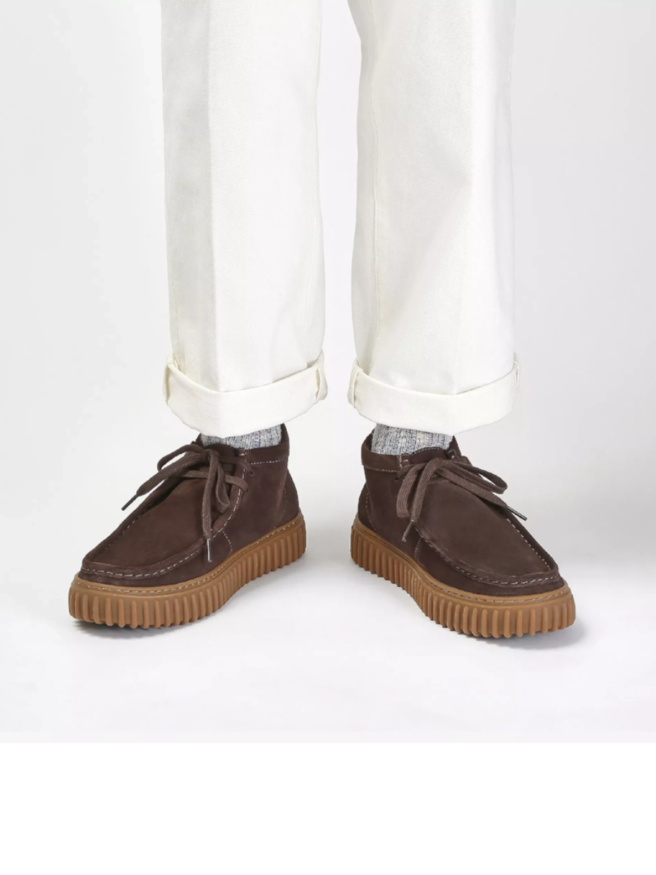 CLARKS TORHILL HI DARK BROWN SUEDE