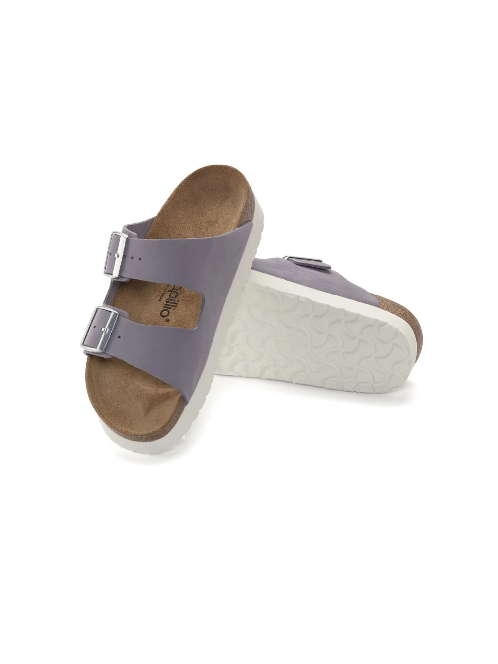 BIRKENSTOCK ARIZONA PLATFORM NUBUCK LEATHER PURPLE FOG