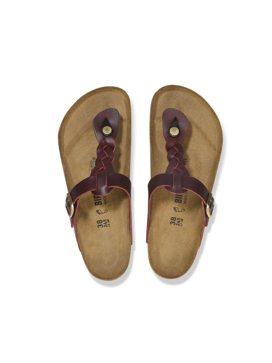 BIRKENSTOCK GIZEH BRAIDED ZINFANDEL OILED LEATHER