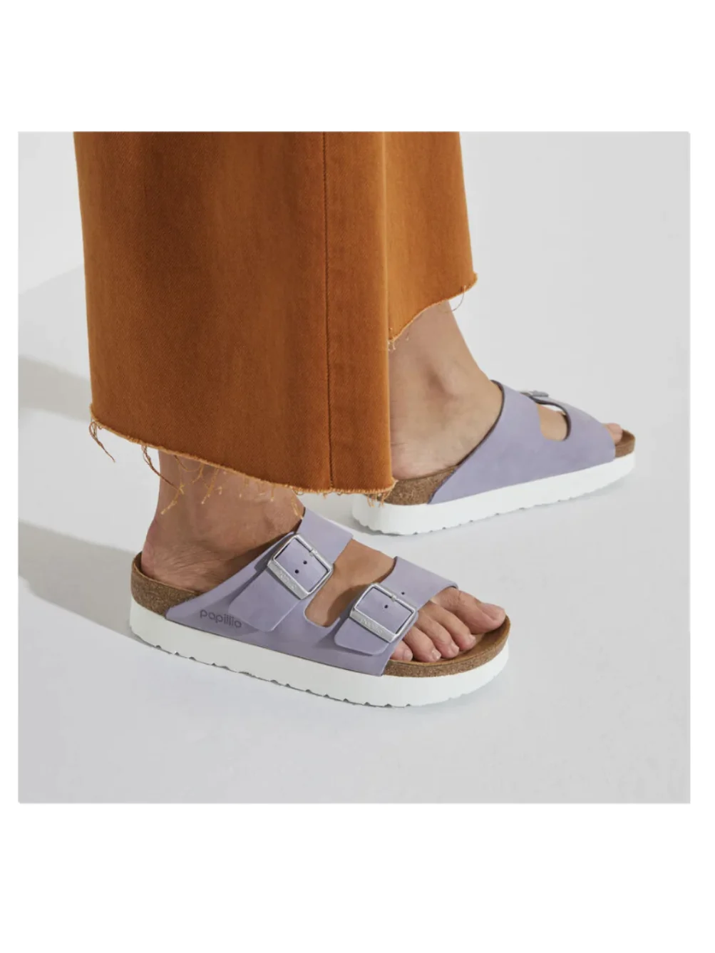 BIRKENSTOCK ARIZONA PLATFORM NUBUCK LEATHER PURPLE FOG