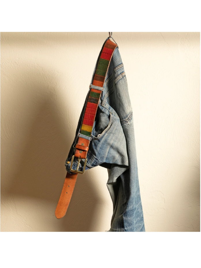 WILL HAND PAINTED COLOR BLOCK BELT MULT/COGNAC