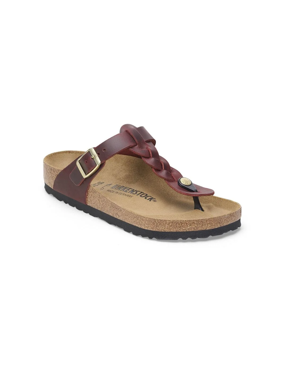 BIRKENSTOCK GIZEH BRAIDED ZINFANDEL OILED LEATHER