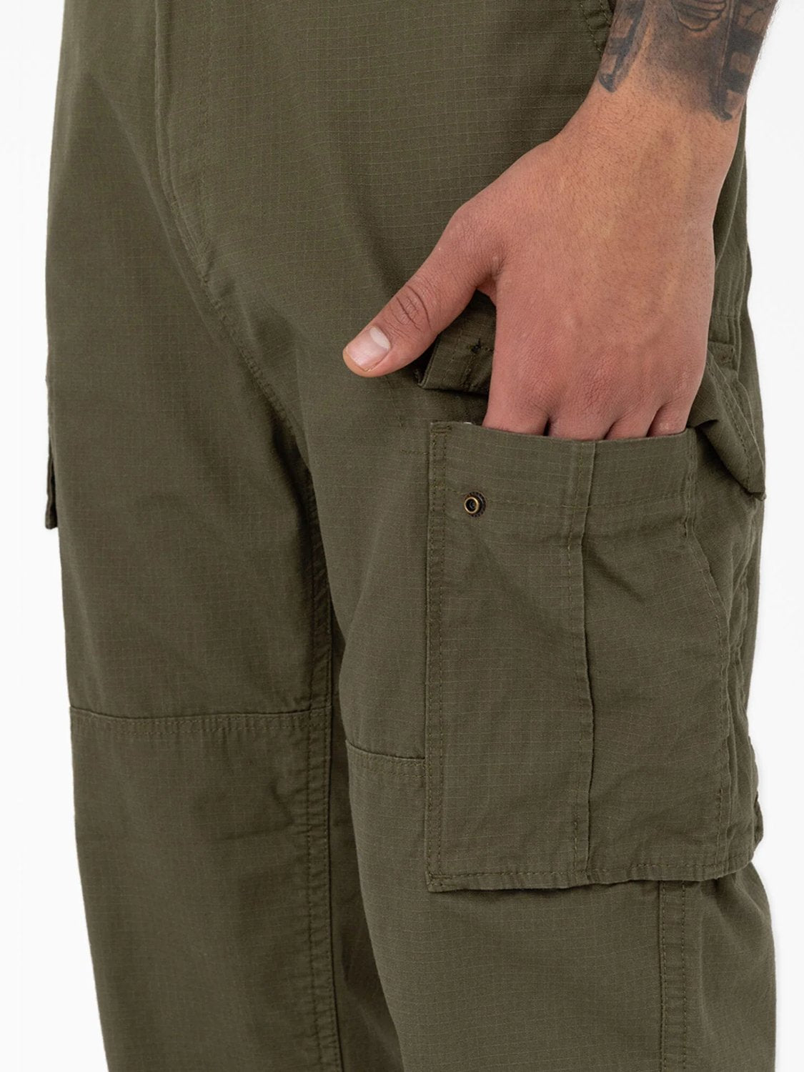 DICKIES EAGLE BEND RELAXED FIT DOUBLE KNEE CARGO PANT MILITARY GREEN