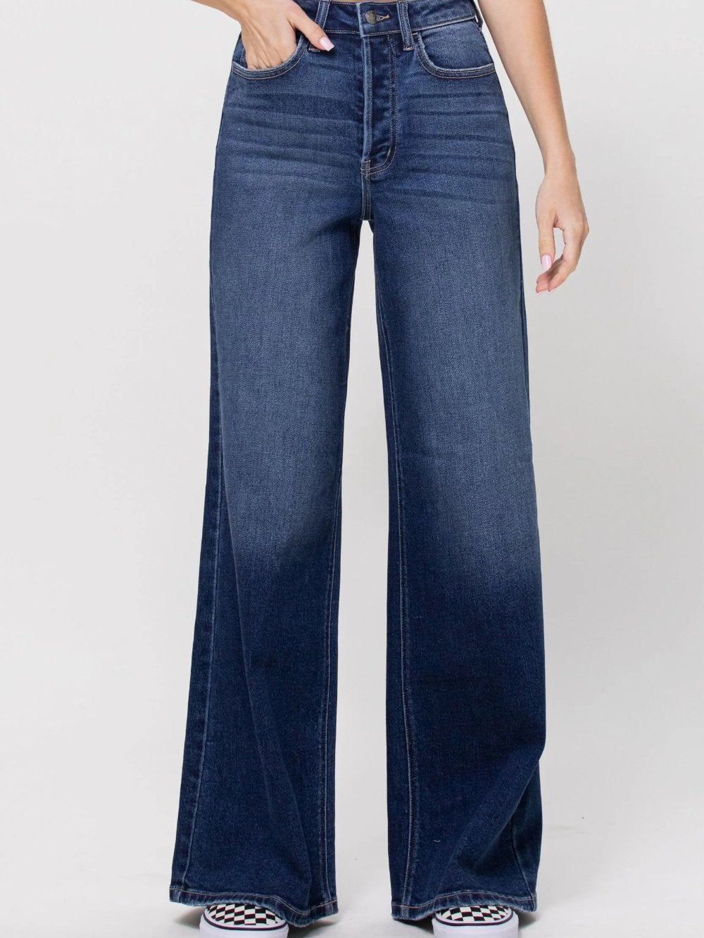 CELLO HIGH RISE WIDE LEG JEANS DARK DENIM