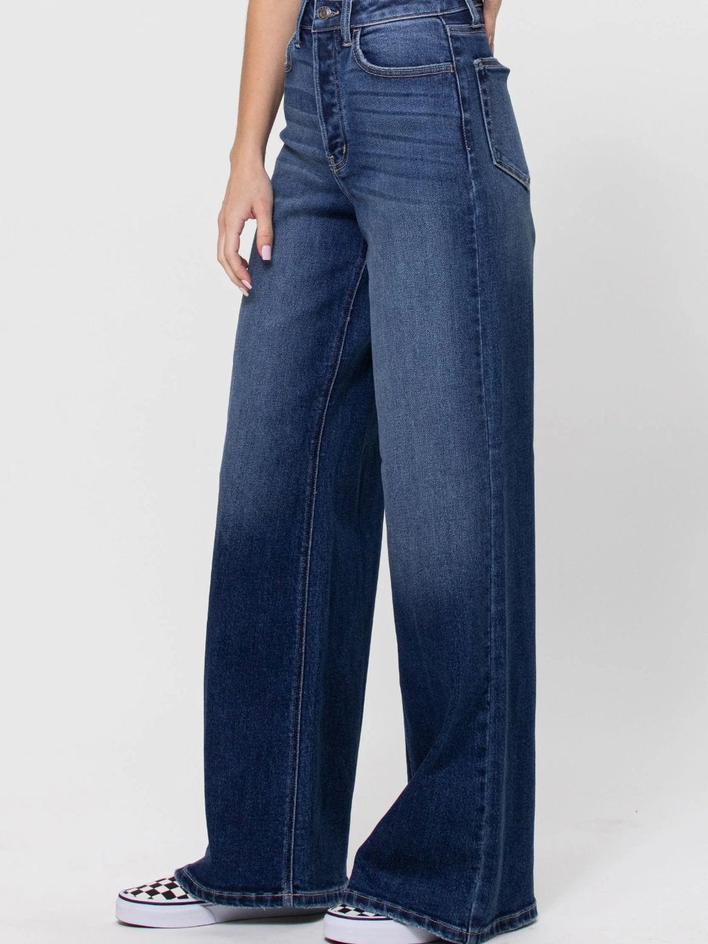 CELLO HIGH RISE WIDE LEG JEANS DARK DENIM