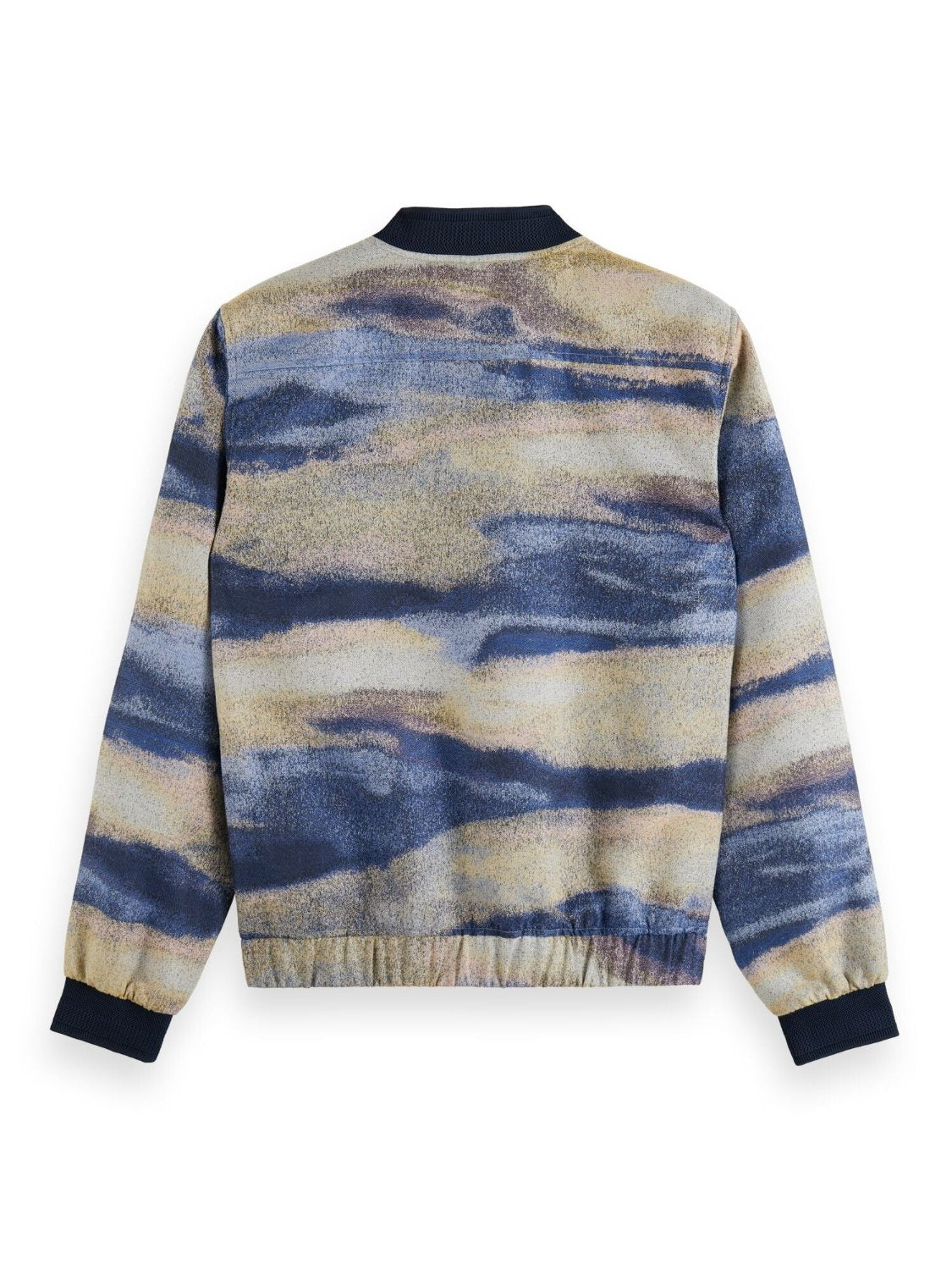 SCOTCH & SODA JACQUARD BOMBER JACKET BLURRED LANDSCAPE BLUE