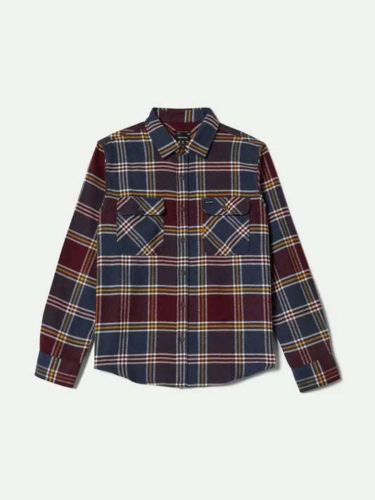 BRIXTON BOWERY FLANNEL MOOD INDIGO/PORT/SAFFRON