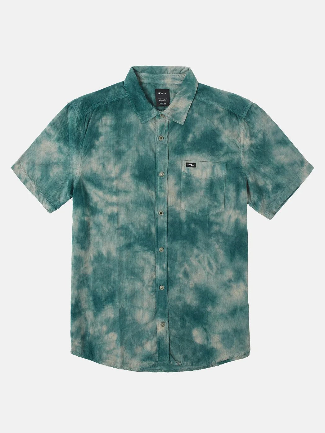 RVCA BLEACH CORD SHORT SLEEVE SHIRT EMERALD GREEN