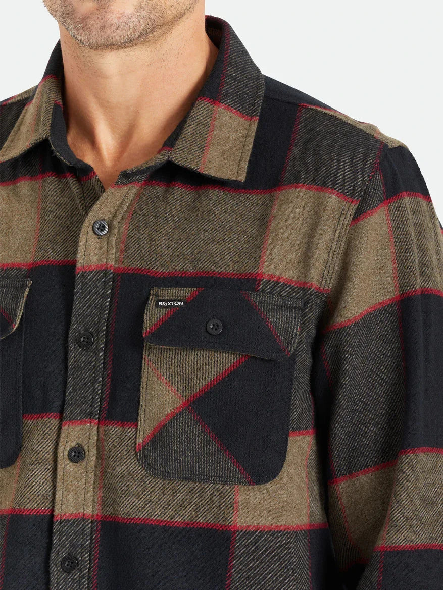 BRIXTON BOWERY FLANNEL HEATHER GREY/CHARCOAL