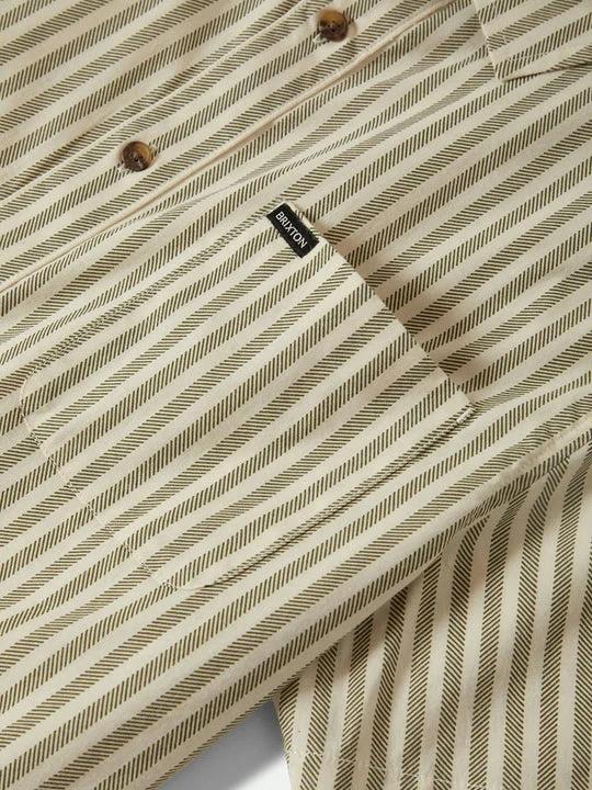 BRIXTON CHARTER PRINT SHORT SLEEVE SHIRT WHITECAP/IVY GRN STRIPE