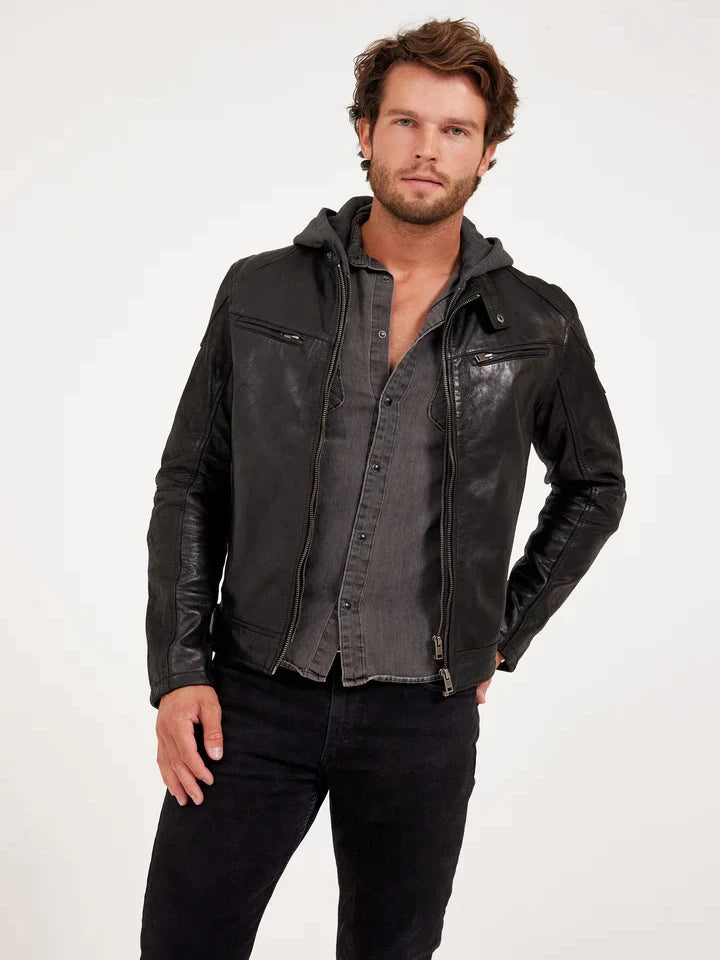 MAURITIUS BIKO LEATHER JACKET BLACK