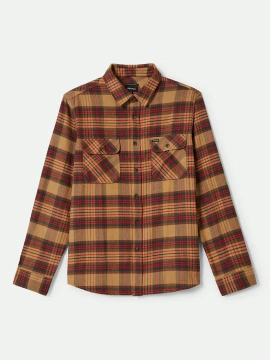 BRIXTON BOWERY L/S FLANNEL CURRY/WASHED BLACK/CRIMSON