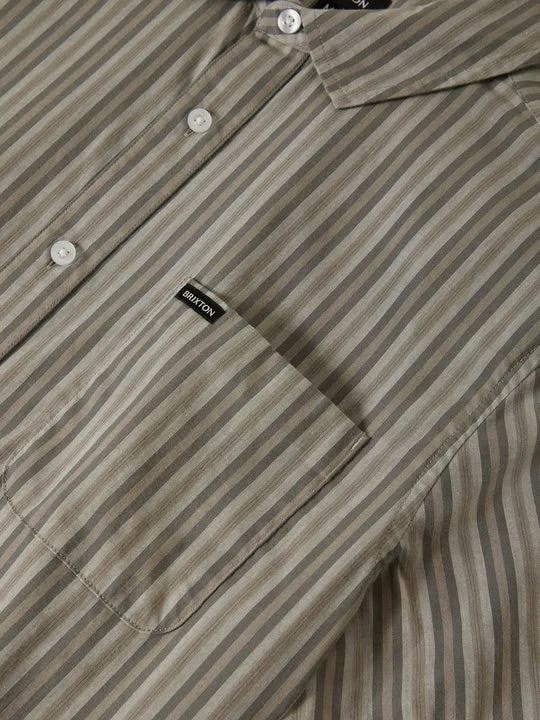 BRIXTON CHARTER STRIPE S/S SHIRT CHARCOAL GREY
