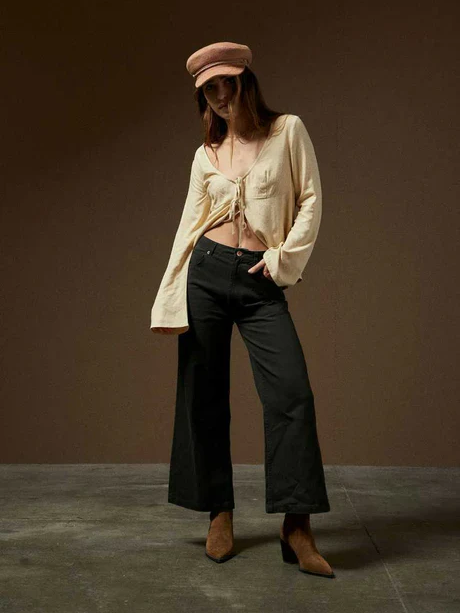 BRIXTON MARGO CROPPED 5 POCKET PANT WASHED BLACK