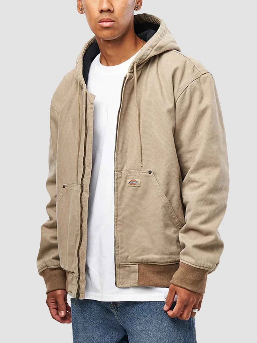 DICKIES HILHAM HOODED CANVAS JACKET DESERT SAND