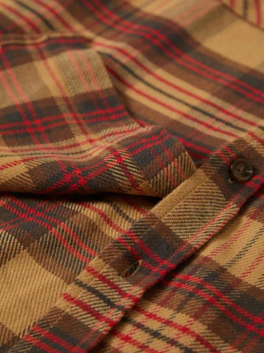 BRIXTON BOWERY L/S FLANNEL CURRY/WASHED BLACK/CRIMSON