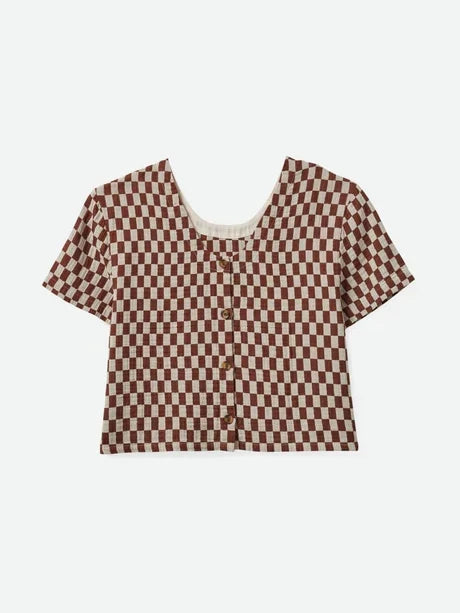 BRIXTON MYKONOS SMALL CHECK S/S WOVEN SEPIA