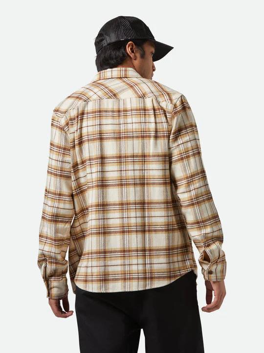 BRIXTON BOWERY FLANNEL WHITECAP/SAND/PINECONE BROWN