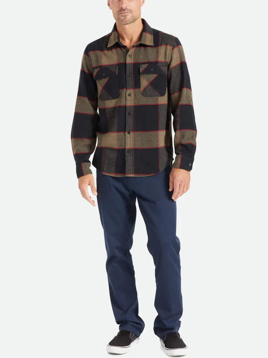 BRIXTON BOWERY FLANNEL HEATHER GREY/CHARCOAL