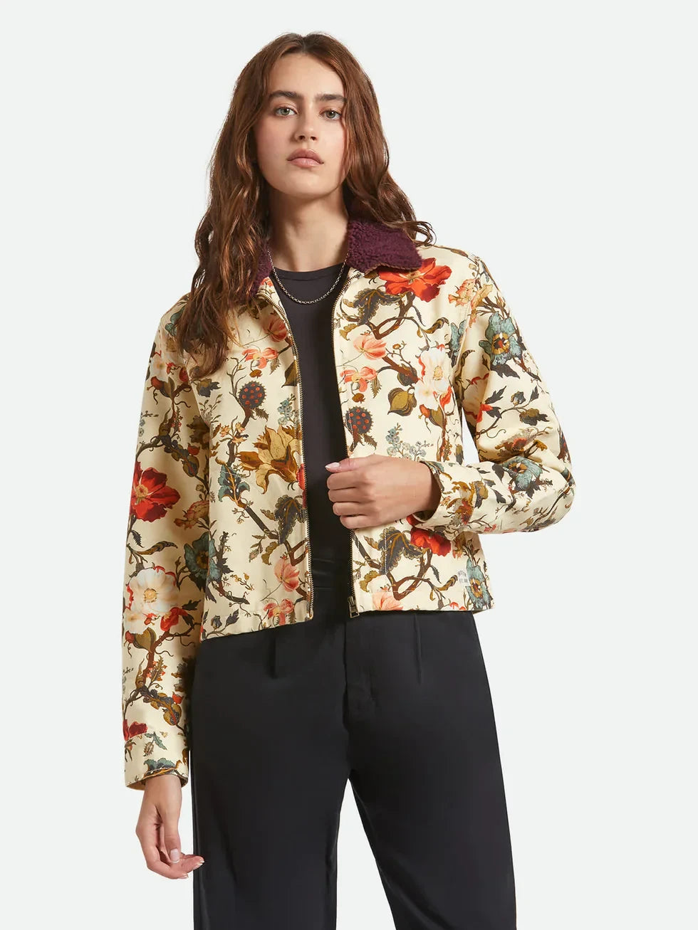 BRIXTON MECHANICS GARAGE ZIP JACKET BOTANICAL FLORAL