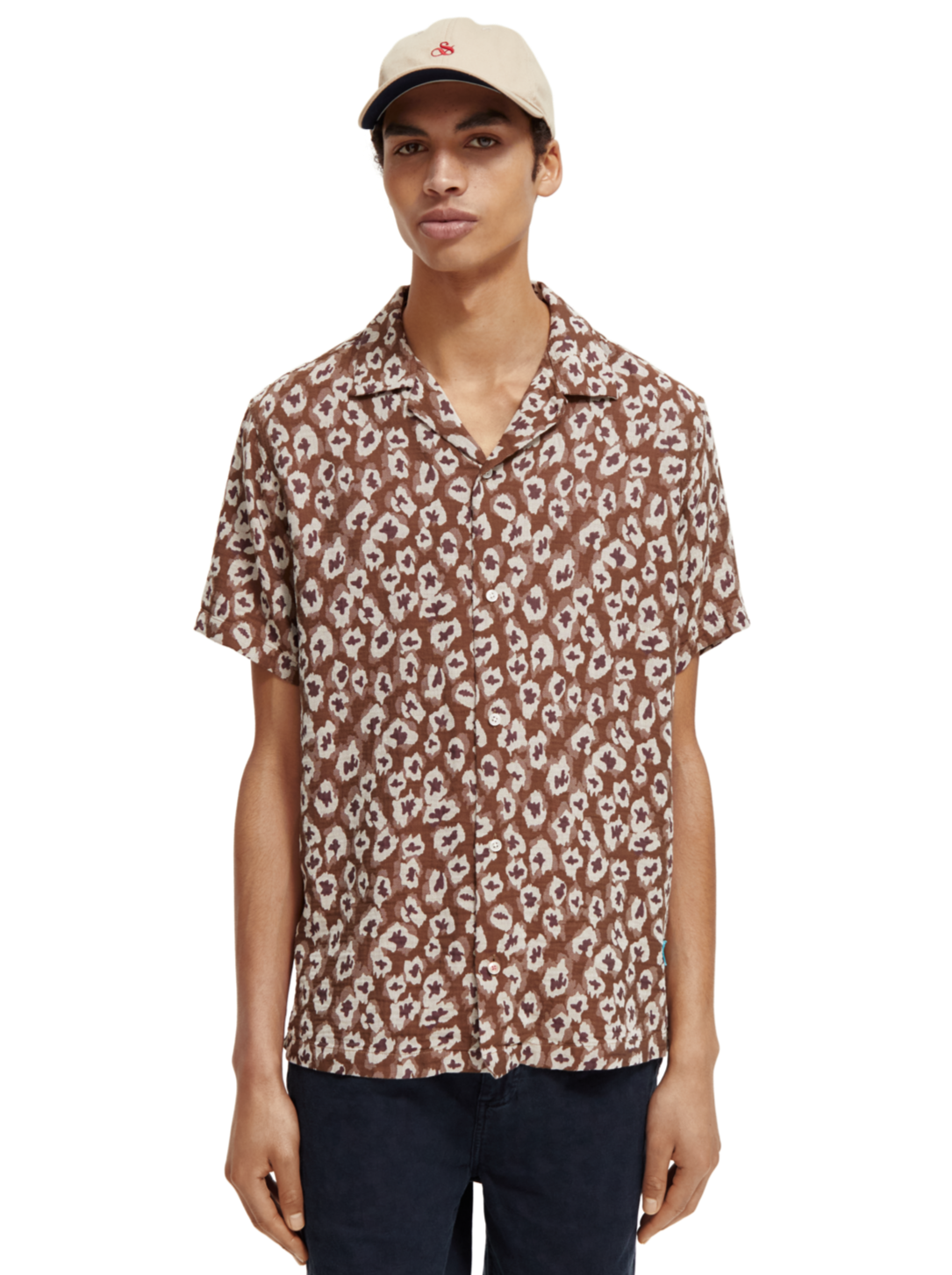 SCOTCH & SODA HAWAII JACQUARD SHIRT TAUPE ANIMAL