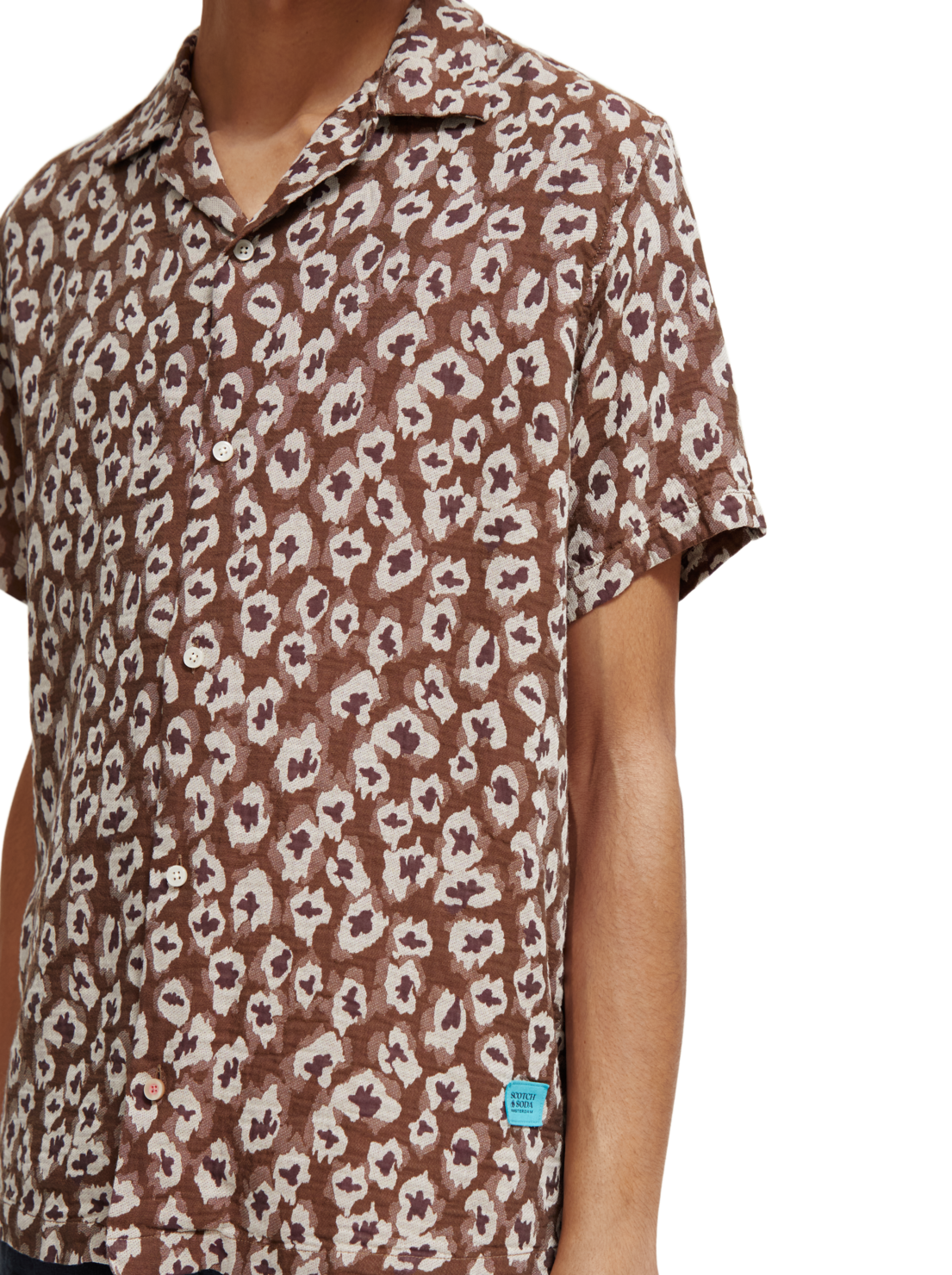SCOTCH & SODA HAWAII JACQUARD SHIRT TAUPE ANIMAL