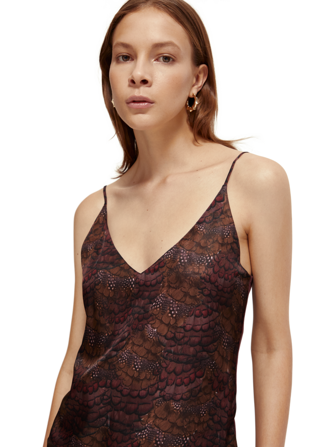 SCOTCH & SODA WOVEN CAMISOLE FEATHER BORDEAUX