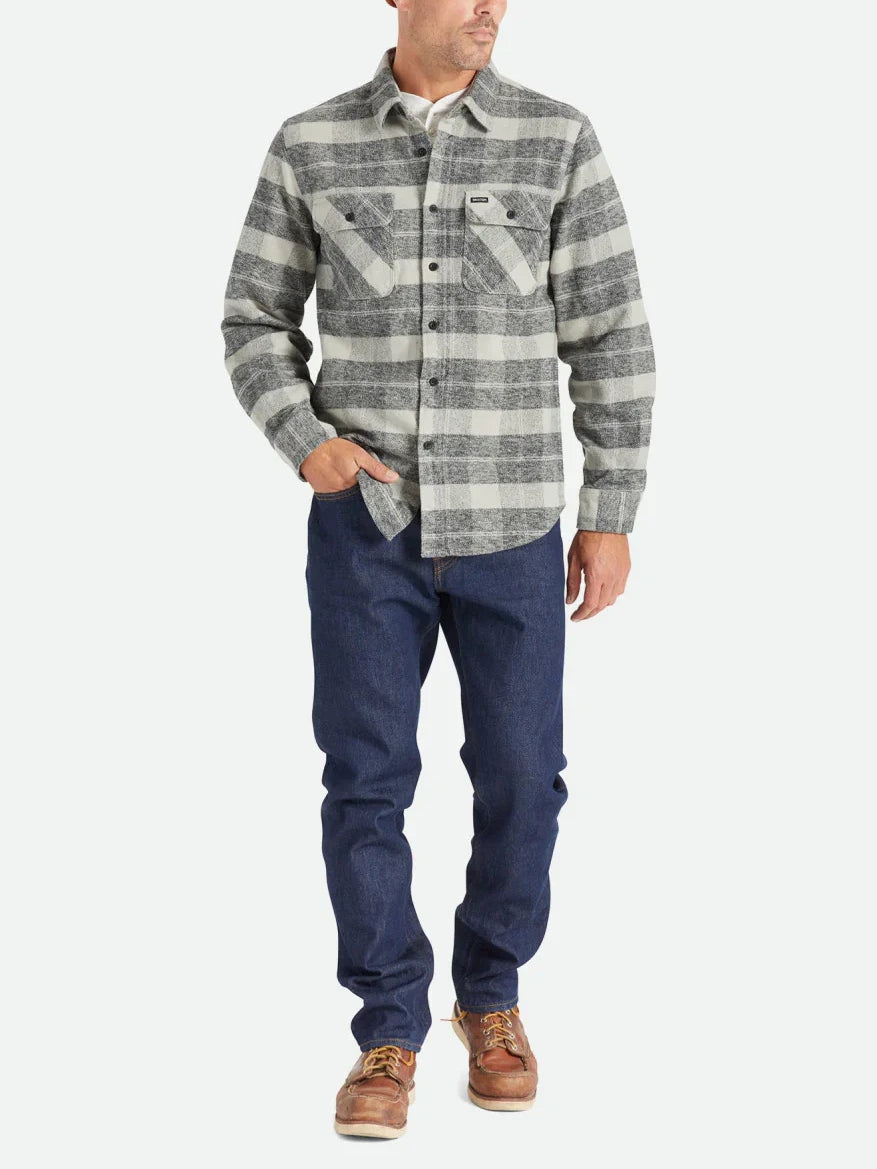 BRIXTON BOWERY HEAVY WEIGHT FLANNEL BLACK/CHCARCOAL