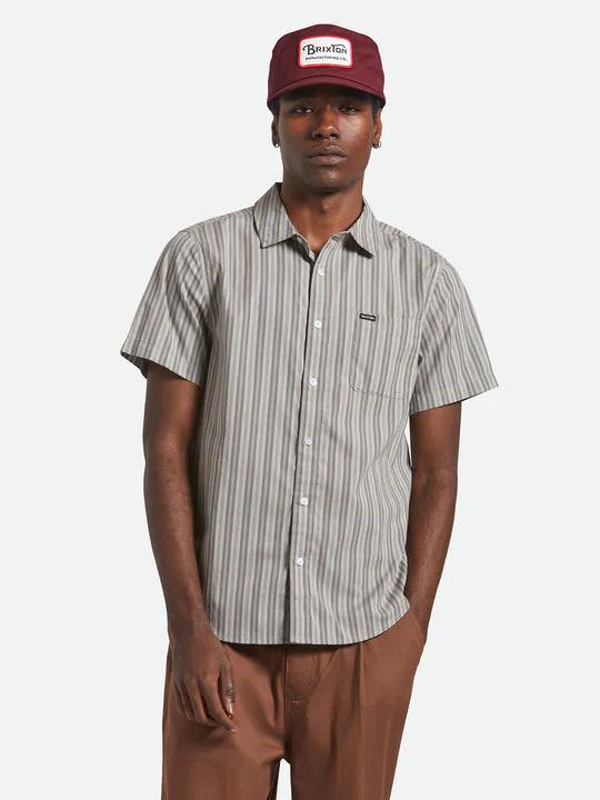 BRIXTON CHARTER STRIPE S/S SHIRT CHARCOAL GREY