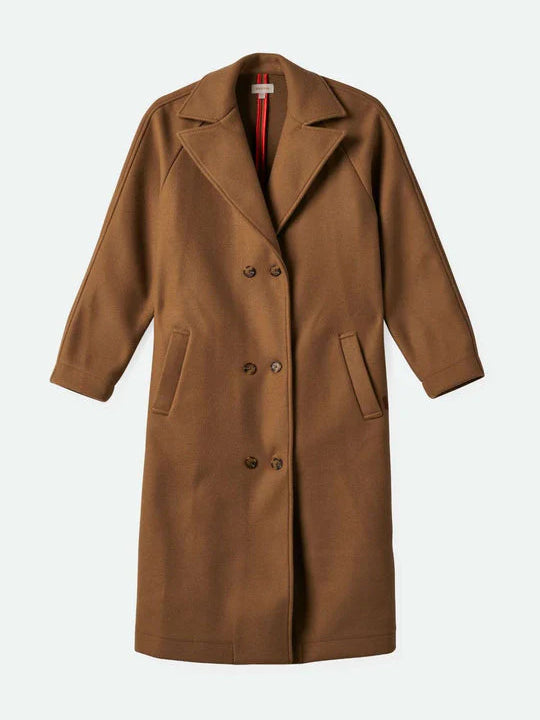 BRIXTON LENNOX STRETCH FELTED COAT KHAKI