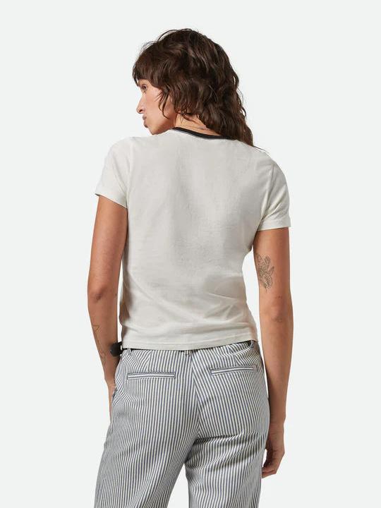 BRIXTON ACES FITTED CREW T-SHIRT OFF WHITE/BLACK