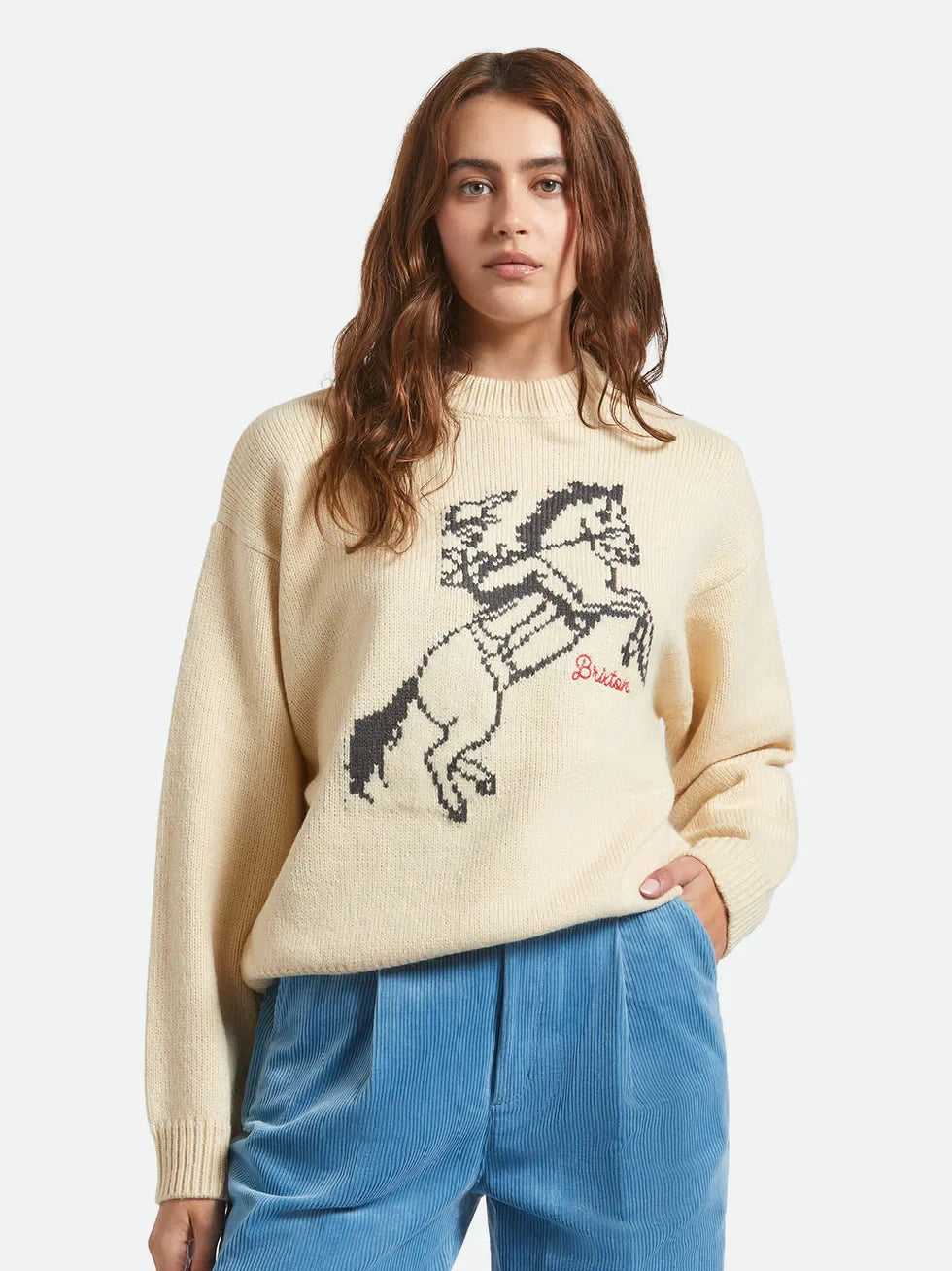 BRIXTON RANCHING CLUB CREW SWEATER WHITECAP