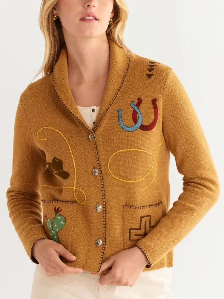PENDLETON WESTERN SOUVENIR CARDIGAN BROWN