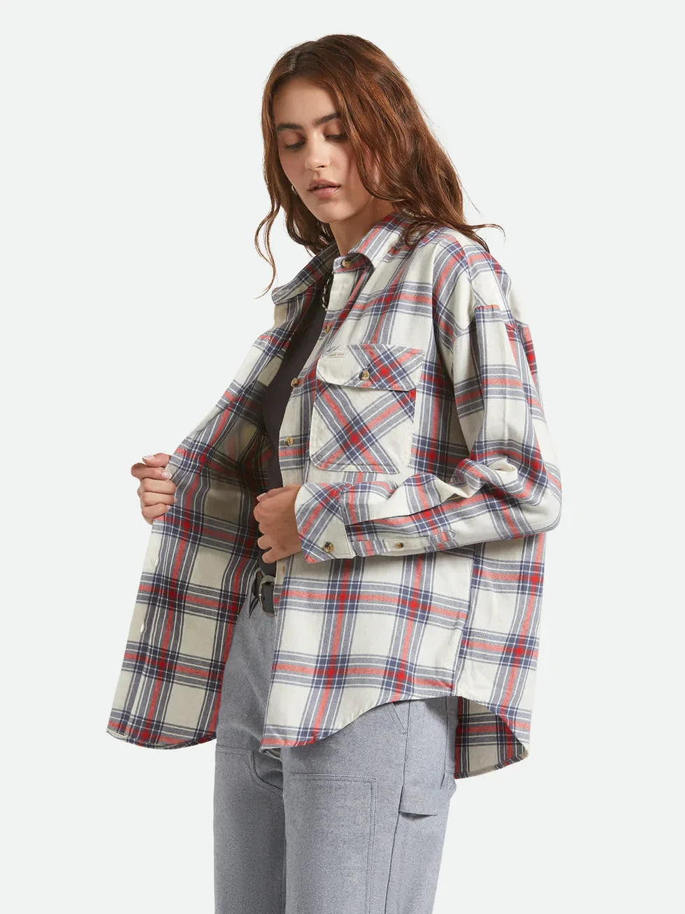 BRIXTON BOWERY VINTAGE OVERSHIRT OFF WHITE/BERRING SEA