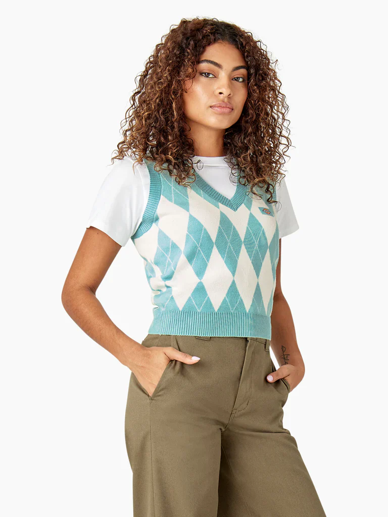DICKIES ARGYLE SWEATER VEST TURQUOISE