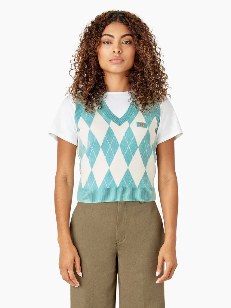 DICKIES ARGYLE SWEATER VEST TURQUOISE
