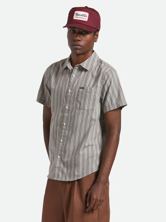 BRIXTON CHARTER STRIPE S/S SHIRT CHARCOAL GREY