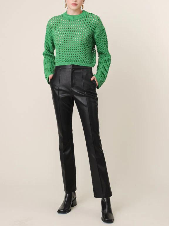 LINE & DOT ADDY CROCHET SWEATER KELLY GREEN