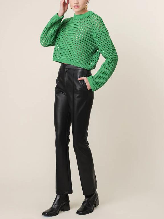 LINE & DOT ADDY CROCHET SWEATER KELLY GREEN