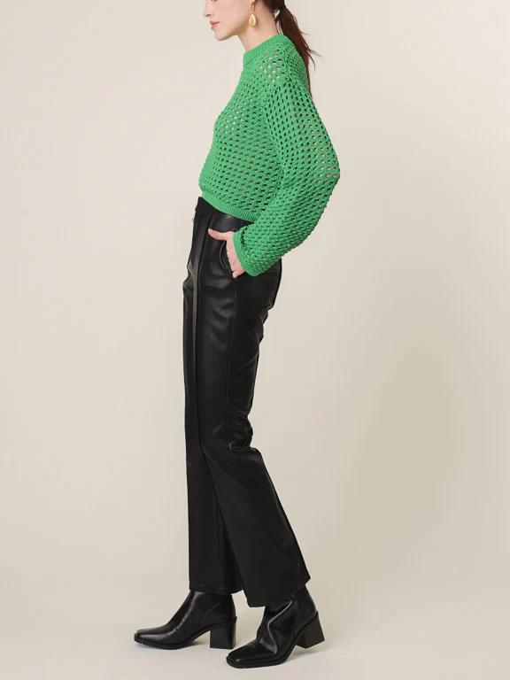 LINE & DOT ADDY CROCHET SWEATER KELLY GREEN