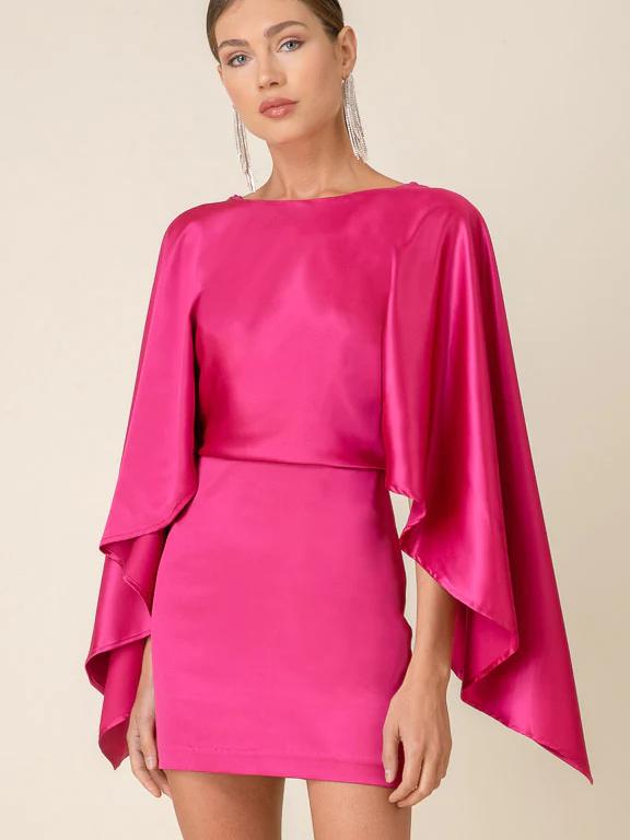 LINE & DOT ROSIE CAPE MINI DRESS RASPBERRY