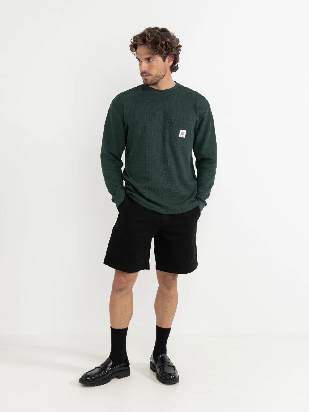 RHYTHM VINTAGE POCKET L/S WAFFLE PINE