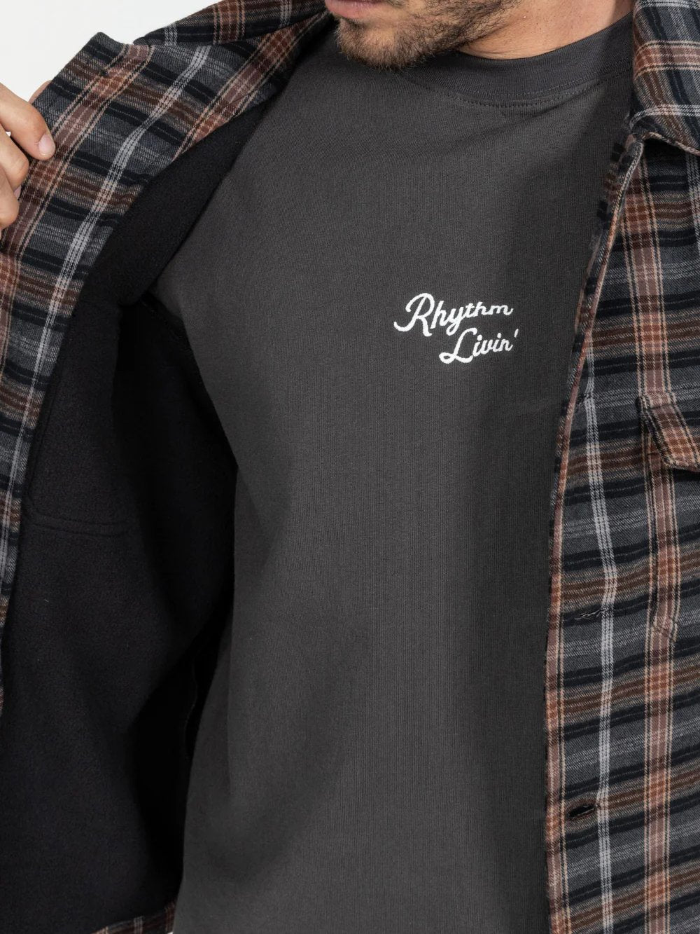 RHYTHM POLAR BOND LS FLANNEL CHARCOAL
