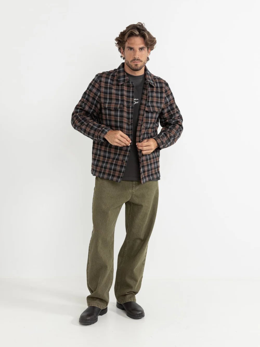 RHYTHM POLAR BOND LS FLANNEL CHARCOAL