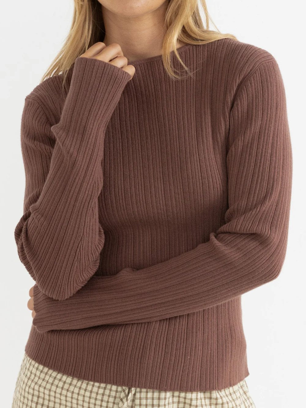 RHYTHM ESSENTIAL LONG SLEEVE
KNIT TOP CHOCOLATE