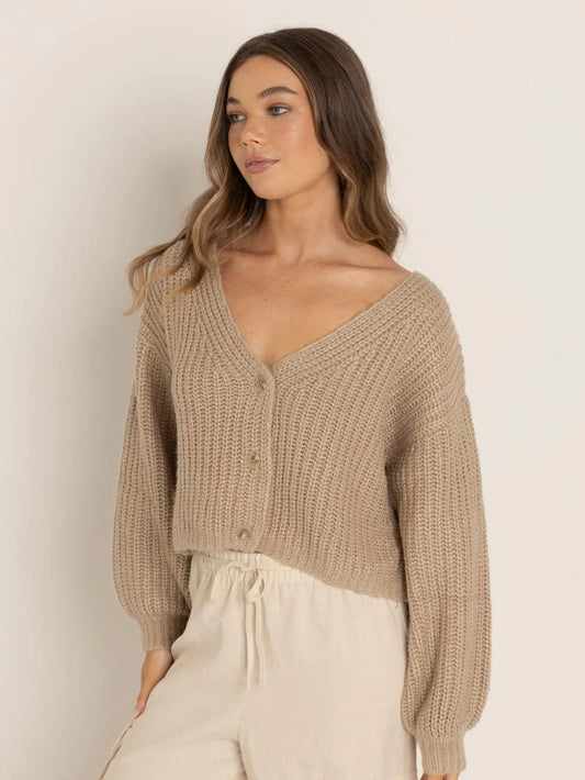 RHYTHM EADIE OVERSIZED KNIT CARDIGAN CREAM